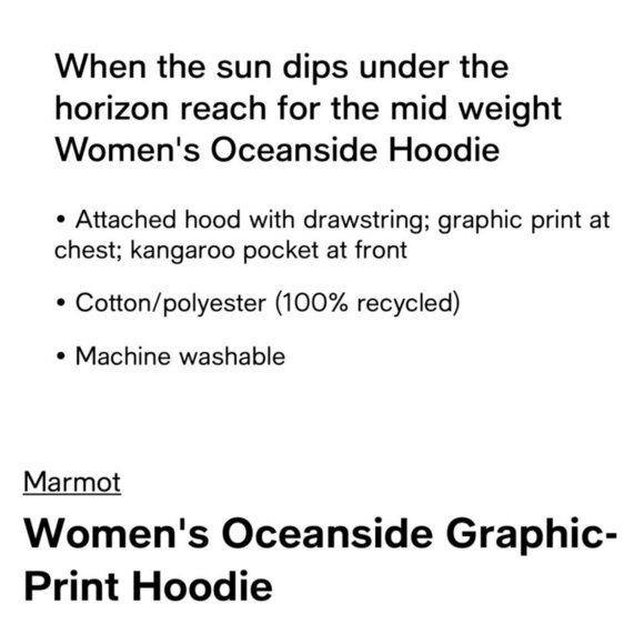 Marmot Women's Size XS Light Blue Oceanside Graphic Print Hoodie Sweatshirt NWT - Picture 3 of 6